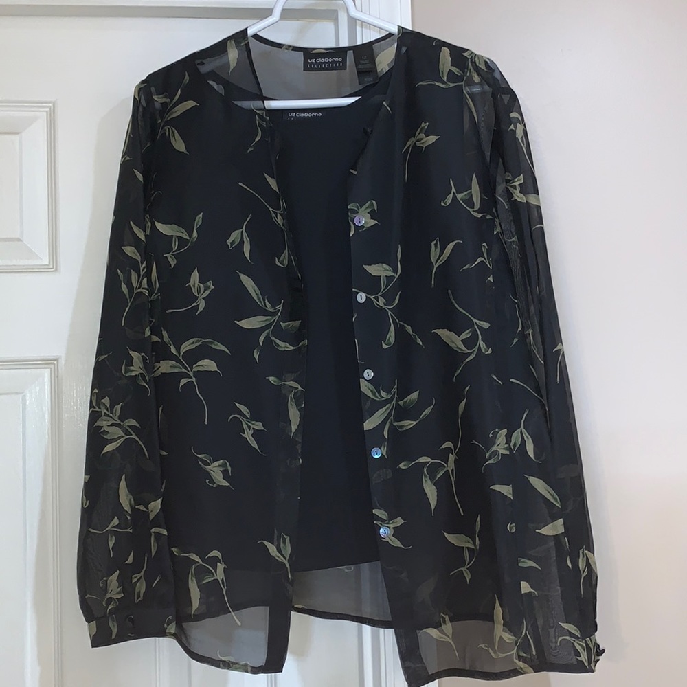 Liz Claiborne sheer buttoned blouse and tank